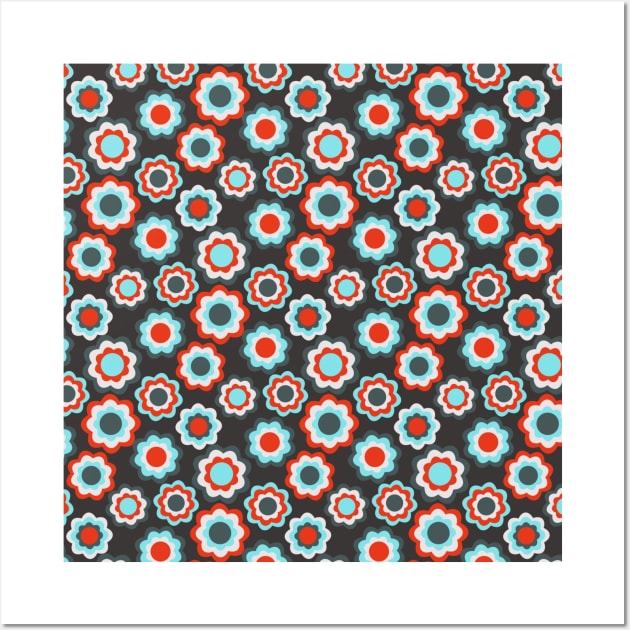 Blue & Red Floral Pattern Wall Art by FloralPatterns